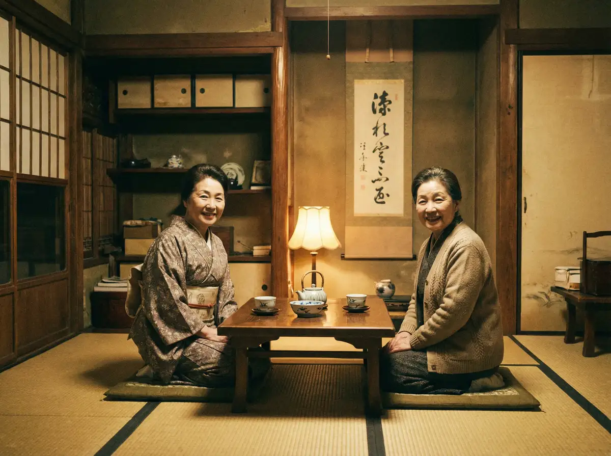 两位优雅的 萝莉岛 - 萝莉岛官网 | 全网最全短视频萝莉岛分享平台 在日式茶室中品茶交谈
